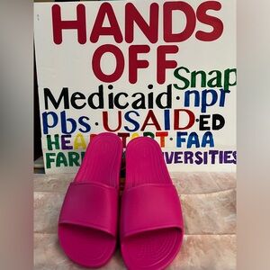 Hot Pink Crocs Slides